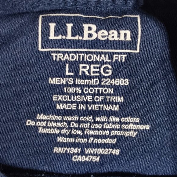 L.L.Bean crew neck long sleeve sweater men's size L blue traditional fit cotton - Picture 4 of 8